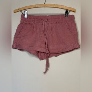 Love Tree High Waist Linen Shorts - Dusty Rose S